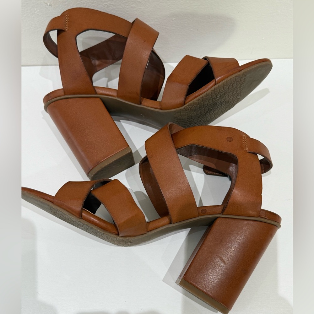 BP. Nordstrom Crisscross Strap block-heel Buckle size 7.5 in brown - Picture 3 of 10